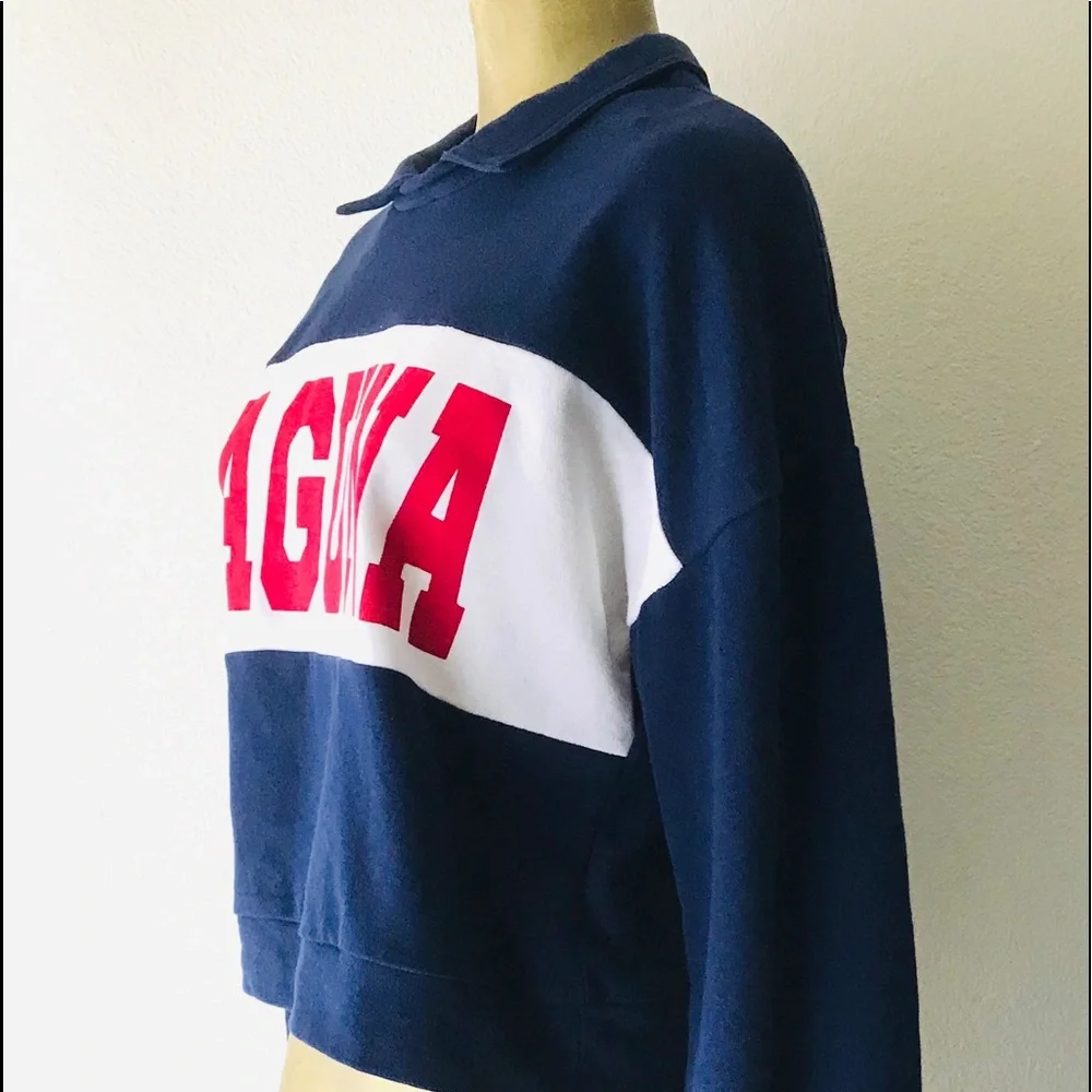 NWOT Wild Fable LAGUNA Collared Cropped SWEATSHIRT M - Picture 7 of 9